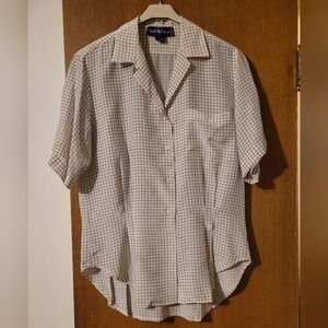 Vintage Ralph Lauren, silk, black and white collard shirt